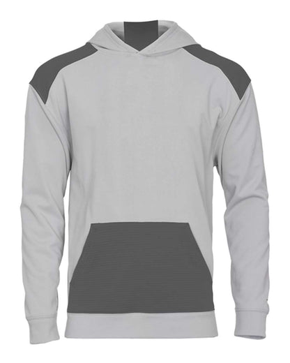 Badger Youth Breakout Performance Fleece Hooded Sweatshirt 2440 #color_Silver/ Graphite