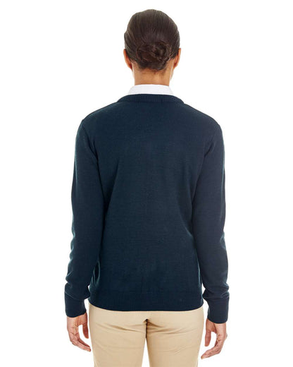 Harriton Women's Pilbloc V-Neck Sweater M420W #colormdl_Dark Navy
