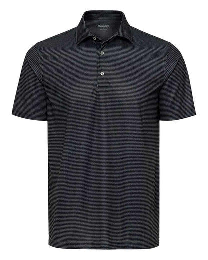 Paragon Men's Aiken Striped Polo 155 #color_Charcoal Heather/ Black