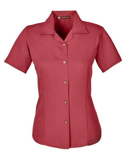 Harriton Women's Bahama Cord Camp Shirt M570W #color_Tile Red