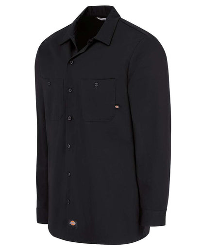 Dickies Men's Tall Industrial Cotton Long Sleeve Work Shirt L307T #color_Black