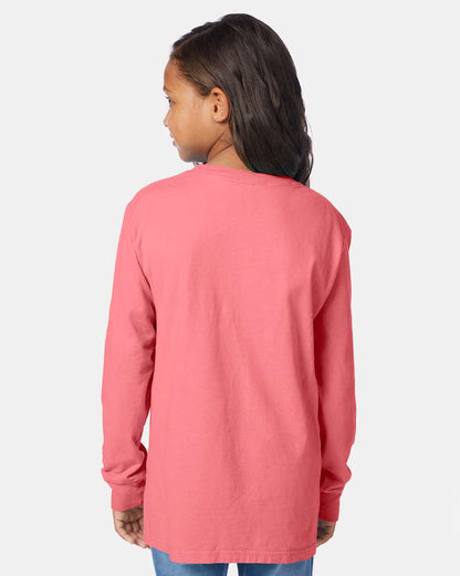 ComfortWash by Hanes Garment-Dyed Youth Long Sleeve T-Shirt GDH275 #colormdl_Coral Craze