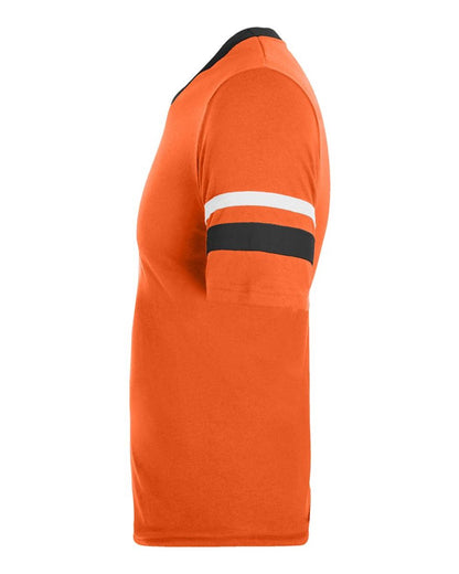 Augusta Sportswear V-Neck Jersey with Striped Sleeves 360 #color_Orange/ Black/ White