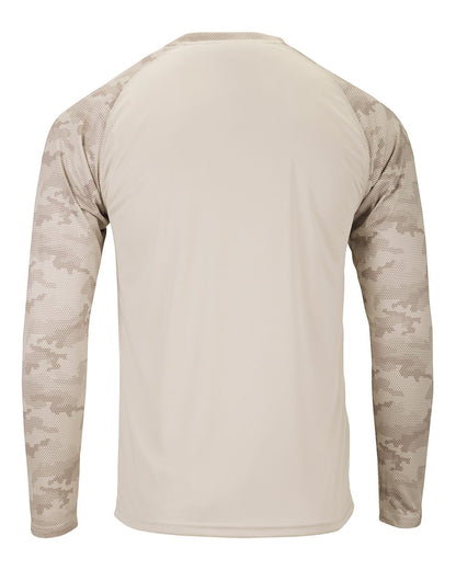 Paragon Unisex Cayman Performance Camo Colorblocked Long Sleeve T-Shirt 216 #color_Sand