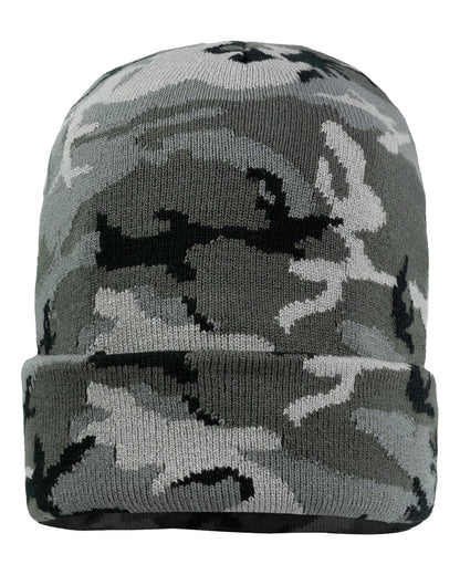 Sportsman 12" Solid Cuffed Beanie SP12 #color_Grey Camo