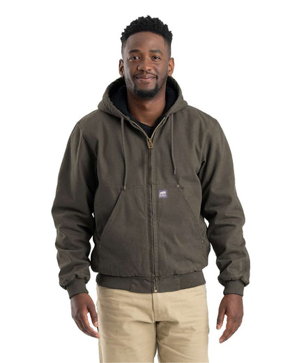 Berne Apparel Men's Tall Heartland Washed Cotton Duck Hooded Jacket HJ375T #colormdl_Olive Duck