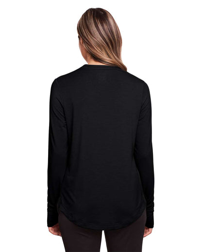 North End Women's JAQ Stretch Performance V-Neck Snap Pullover NE400W #colormdl_Black