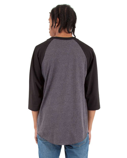 Shaka Wear Unisex Three-Quarter Sleeve Raglan T-Shirt SHRAG #colormdl_Charcoal Grey Heather/ Black