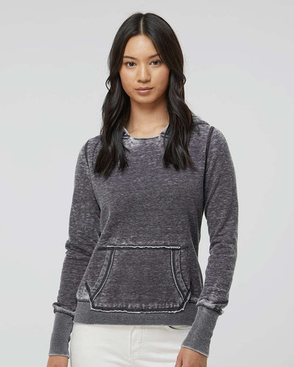J. America Women's Zen Fleece Hooded Sweatshirt 8912 #colormdl_Dark Smoke