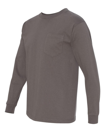 Bayside USA-Made Long Sleeve Pocket T-Shirt 8100 #color_Charcoal