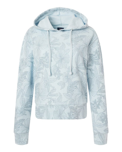 MV Sport Women's Maddie Floral Print Hooded Sweatshirt W24105 #color_Arctic Blue