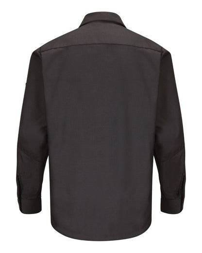 Red Kap Men's Tall Long Sleeve Automotive Crew Shirt SY10T #color_Charcoal