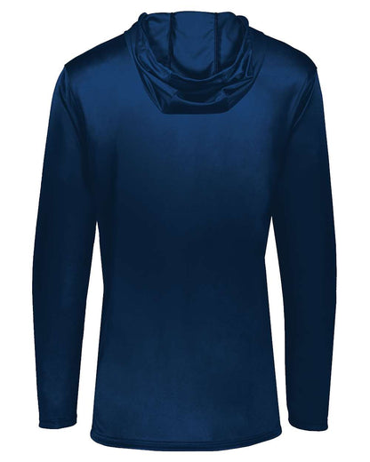 Holloway Youth Momentum Hooded Long Sleeve T-Shirt 222831 #color_Navy