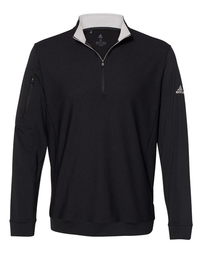 Adidas Men's Textured Quarter-Zip Pullover A295 #color_Black