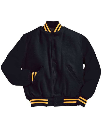 Holloway Men's Varsity Wool Jacket 224183 #color_Black/ Light Gold