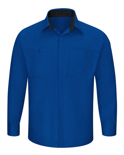 Red Kap Men's Tall Performance Plus Long Sleeve Shirt with OilBlok Technology SY32T #color_Royal Blue/ Black