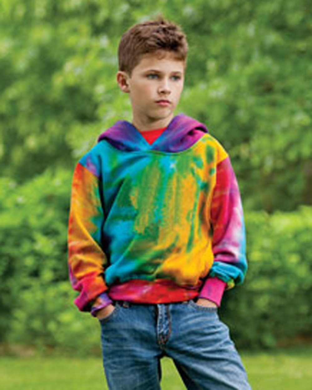 MV Sport Youth Classic Fleece Tie-Dyed Hooded Sweatshirt 128Y