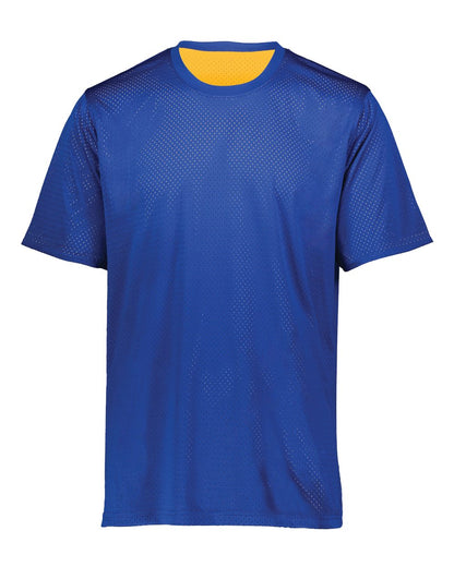 Augusta Sportswear Youth Short Sleeve Mesh Reversible Jersey 1603 #color_Royal/ Gold