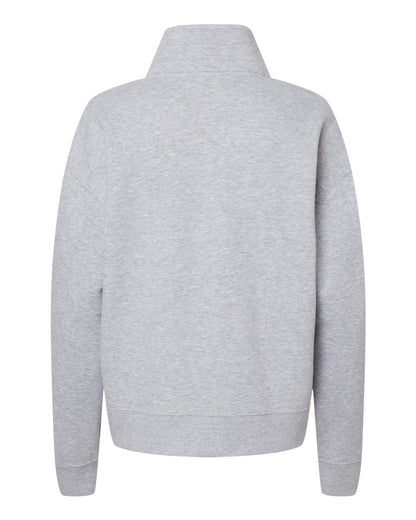 MV Sport Women's Sueded Fleece Quarter-Zip Sweatshirt W22713 #color_Heather Grey