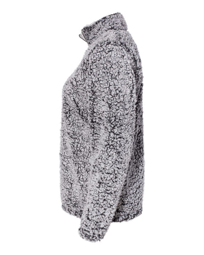 J. America Women’s Epic Sherpa Quarter-Zip Pullover 8451 #color_Black Heather