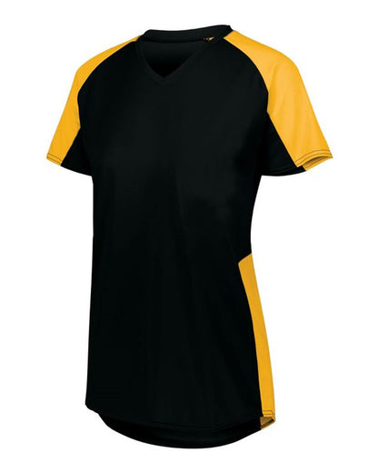 Augusta Sportswear Women's Cutter Jersey 1522 #color_Black/ Gold