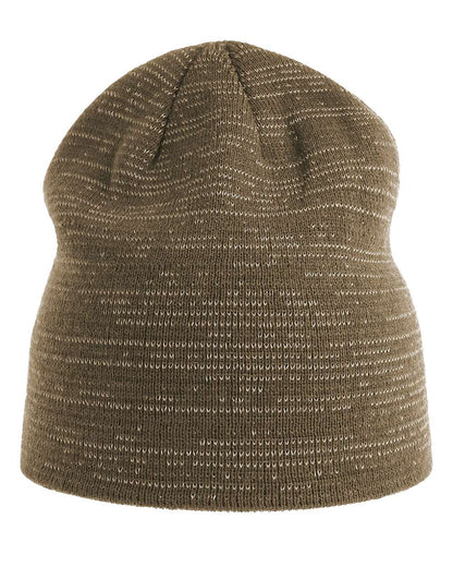 Atlantis Headwear Sustainable Reflective Beanie SHINE #color_Olive