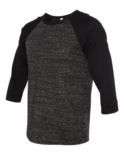 BELLA + CANVAS Three-Quarter Sleeve Baseball Tee 3200 #color_Black Marble/ Black