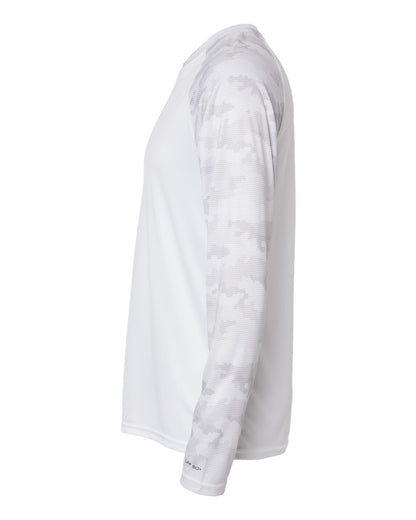 Paragon Unisex Cayman Performance Camo Colorblocked Long Sleeve T-Shirt 216 #color_White