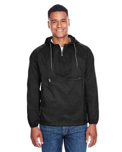 Harriton Unisex Packable Hooded Nylon Jacket M750 #colormdl_Black
