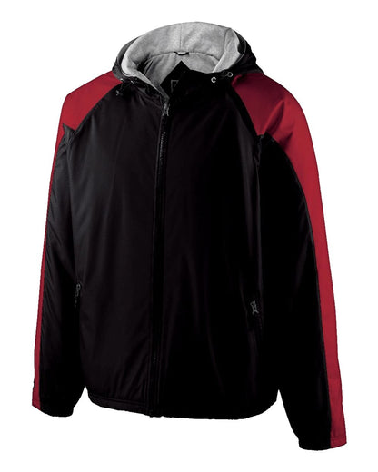 Holloway Youth Homefield Hooded Jacket 229211 #color_Black/ Scarlet