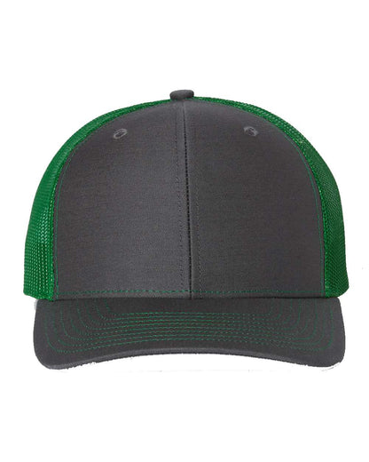 Richardson Snapback Trucker Cap 112 #color_Charcoal/ Kelly