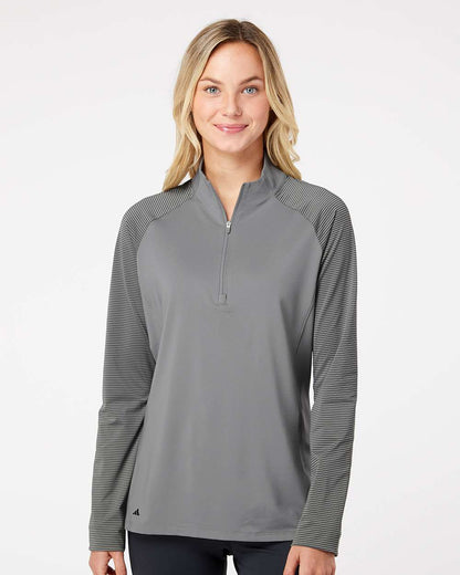 Adidas Women's Stripe Block Quarter-Zip Pullover A521 #colormdl_Grey Three