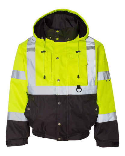 Kishigo Unisex Ripstop Bomber Jacket JS130-132 #color_Lime/ Black