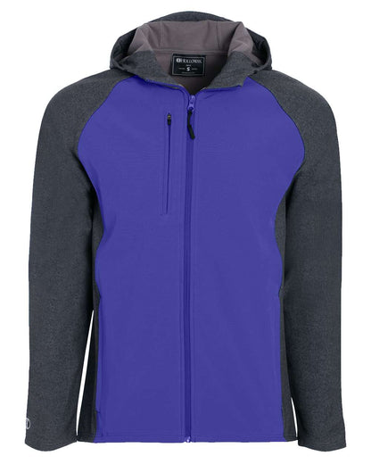 Holloway Men's Raider Hooded Soft Shell Jacket 229157 #color_Carbon Print/ Purple