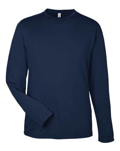 CORE365 Unisex Capital Long Sleeve Performance T-Shirt CE10L #color_Classic Navy