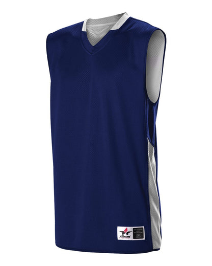 Alleson Athletic Women's Single Ply Reversible Jersey 589RSPW #color_Navy/ White