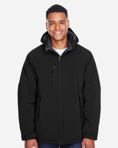 North End Men's Glacier Insulated Three-Layer Fleece Soft Shell Hood Jacket with Detachable Hood 88159 #colormdl_Black