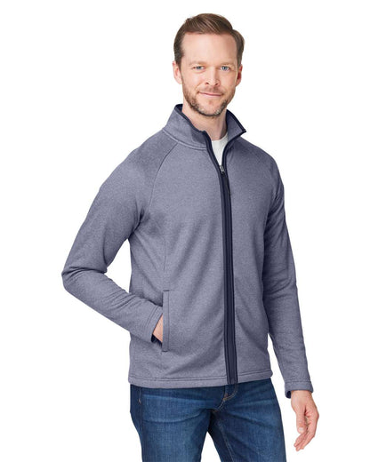 CORE365 Men's Venture Heathered Stripe Full-Zip CE72 #colormdl_Classic Navy/ White