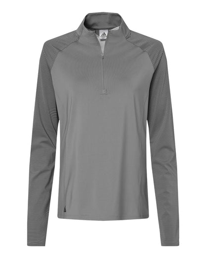 Adidas Women's Stripe Block Quarter-Zip Pullover A521 #color_Grey Three