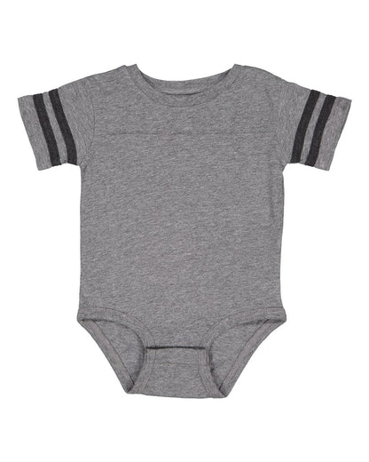 Rabbit Skins Infant Football Fine Jersey Bodysuit 4437 #color_Granite Heather/ Vintage Smoke