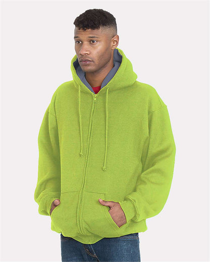 Bayside USA-Made Super Heavy Thermal Lined Full-Zip Hooded Sweatshirt 940 #colormdl_Lime Green/ Dark Grey