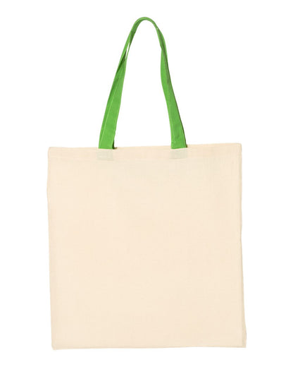 Q-Tees Economical Tote with Contrast-Color Handles QTB6000 #color_Natural/ Lime