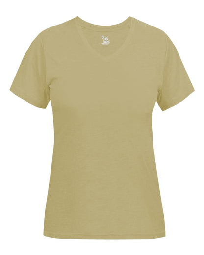 Badger Women’s Triblend Performance V-Neck Short Sleeve T-Shirt 4962 #color_Vegas Gold Heather