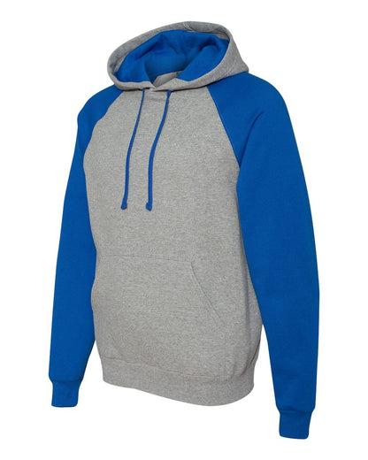 JERZEES Unisex Nublend® Colorblocked Raglan Hooded Sweatshirt 96CR #color_Oxford/ Royal