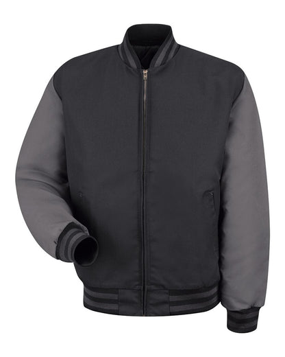 Red Kap Men's Tall Duo-Tone Team Jacket JT40T #color_Black/ Charcoal