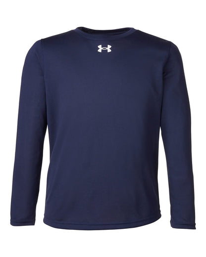 Under Armour Youth Tech™ Team Long Sleeve T-Shirt 1377488 #color_Midnight Navy/ White