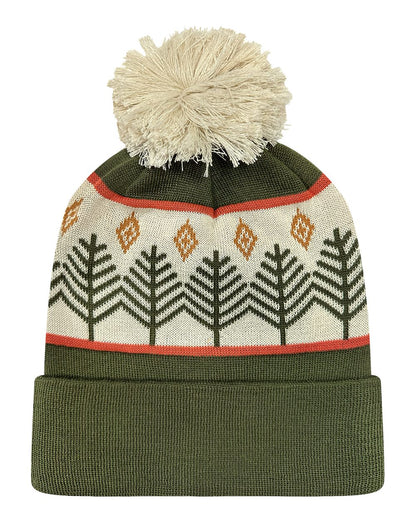 LOCALE Grand Recycled Beanie GRNDSR #color_Rustic Trees/ Olive Green