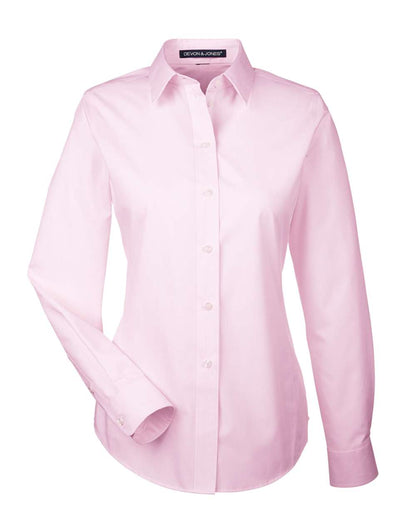 Devon & Jones Women's Crown Collection® Striped Woven Dress Shirt DG534W #color_Pink/ White