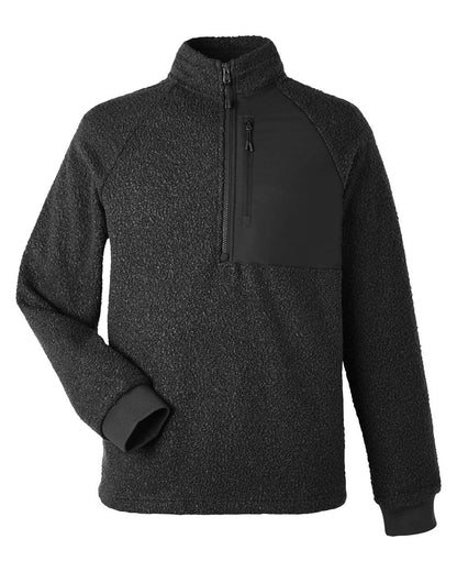 North End Men's Aura Sweater Fleece Quarter-Zip Pullover NE713 #color_Black/ Black