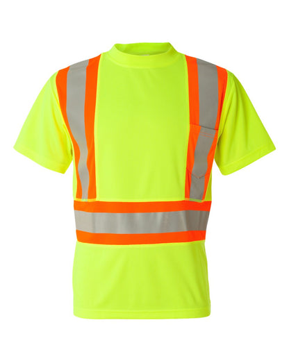 Kishigo Unisex Class 2 Flat Stitch Self-Fabric Panels T-Shirt 9120-9121 #color_Lime